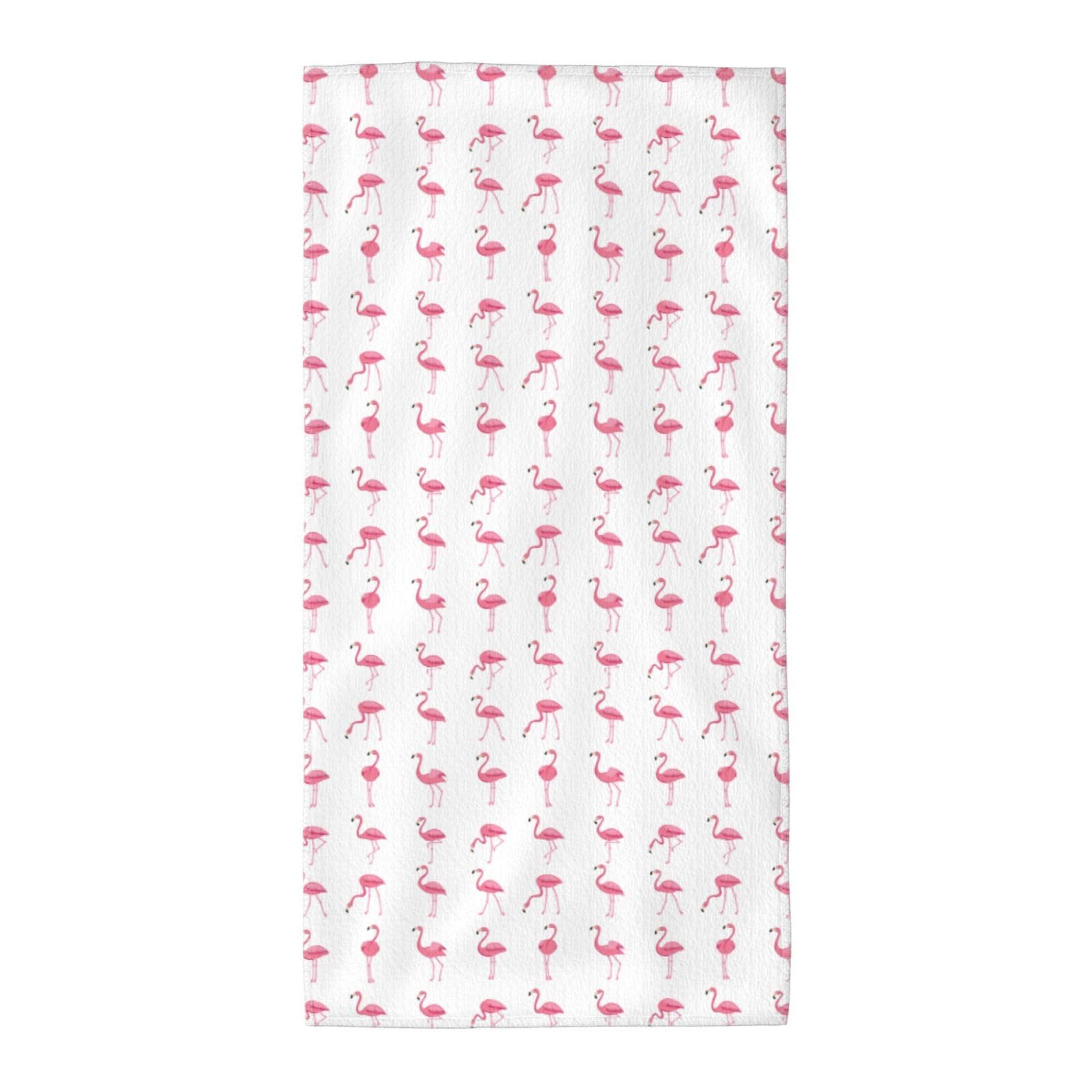 DIEzig Flamingos On White Fashion Printed Long Bath Towel For Pool Side Seaside Holiday