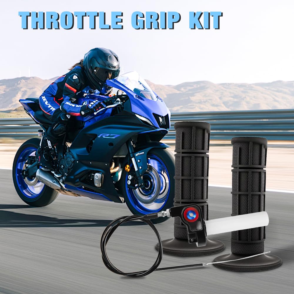 Kit Acceleratore Rapido Moto, Gas Rapido Scooter con Cavo 1.2M e Manubrio a Torsione in Alluminio, 7/8'' 22mm Gas Rapido Manopola per Moto da Cross 50-250cc,Bici da Cross,Pocket Bike,Scooter
