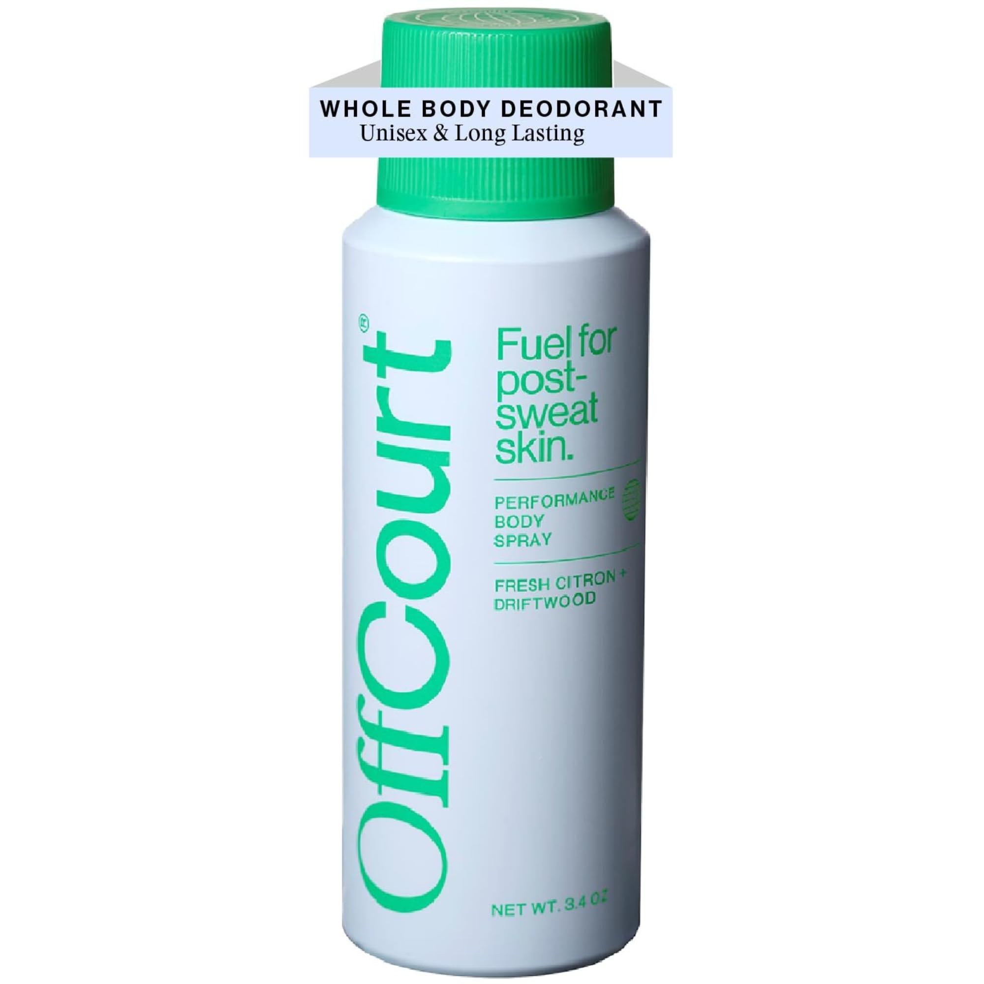 OffCourt Natural Body Spray for Men - Prebiotic Deodorizing Spray with Citrus and Driftwood Scent, 3.4 Ounce