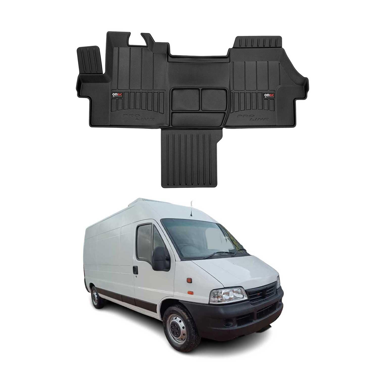 Tappetini Auto In Gomma Geyer Per Fiat Ducato III (2006-) - Kit Su Misura, Impermeabili, Antiscivolo, Bordo Rialzato - 2