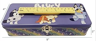 The Tin Box Company Bluey Large Storage W/Ruler Handle, 1 Count, With Handle, Hinge and Clasp
