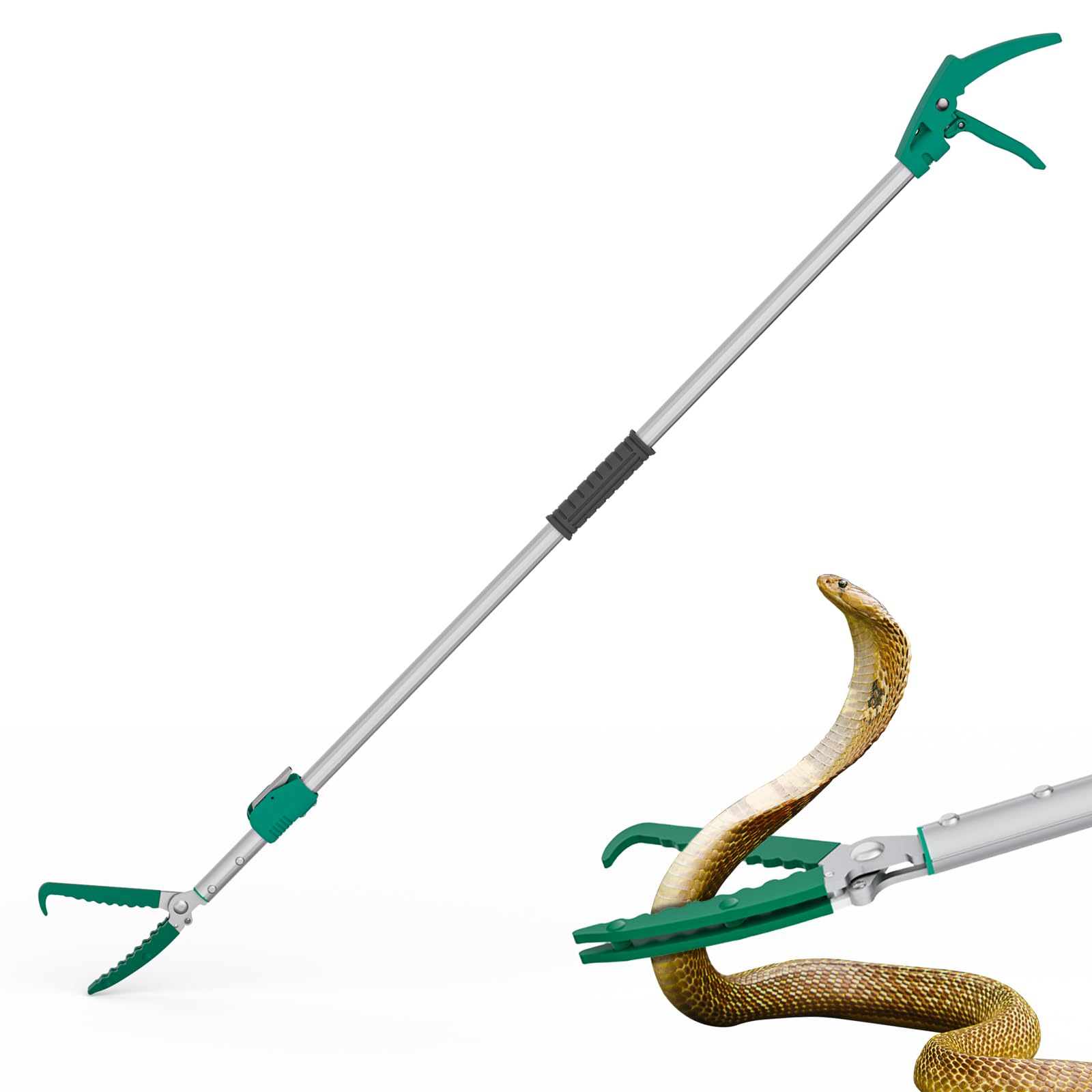 78" Snake Grabber Tongs,Extendable Snake Tong Reptile Grabber Rattle Snake Catcher Wide Jaw Handling Tool