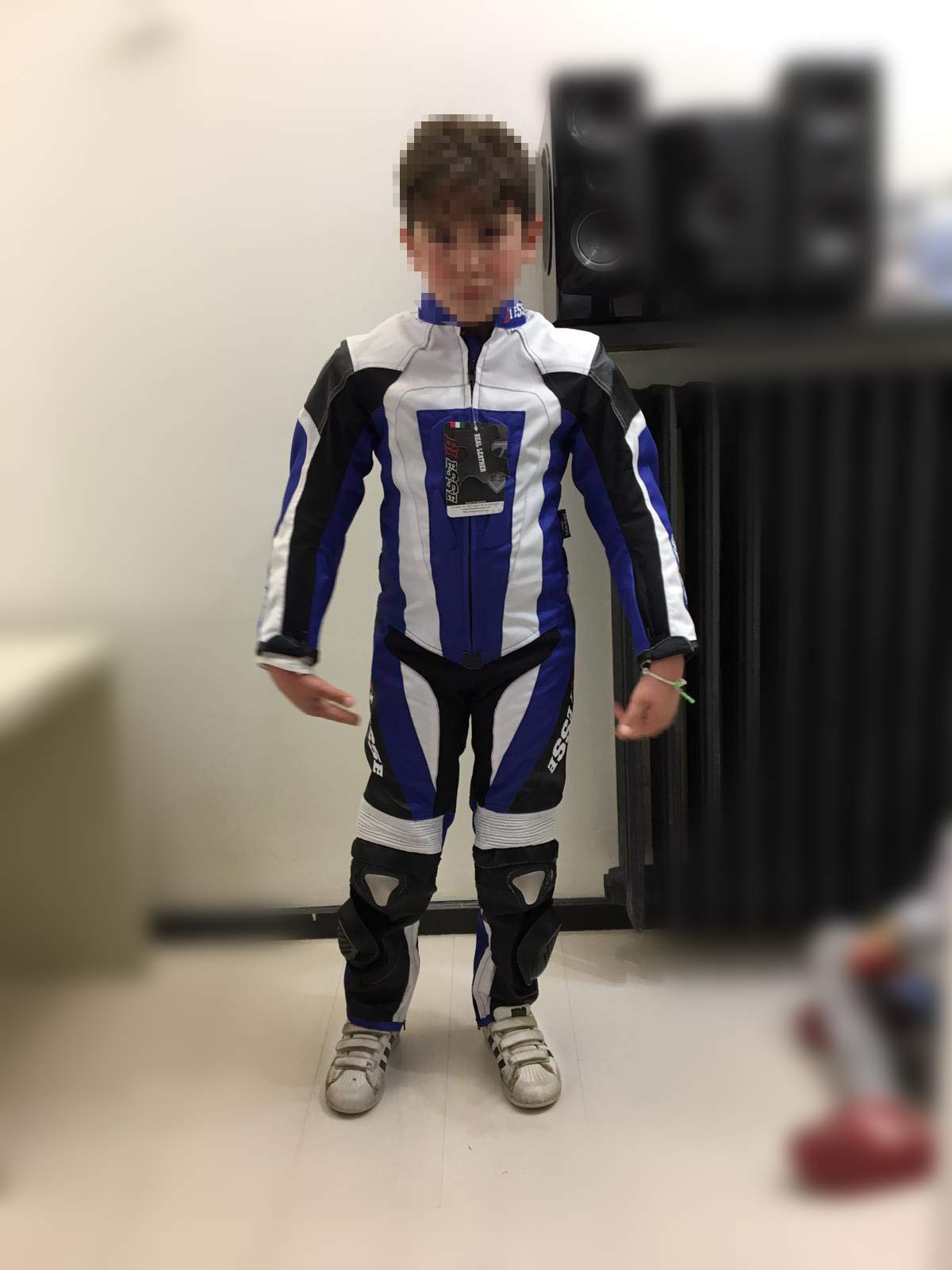BI ESSE - Professioneller Kinderanzug aus Leder und Cordura, komplett mit CE-Protektoren