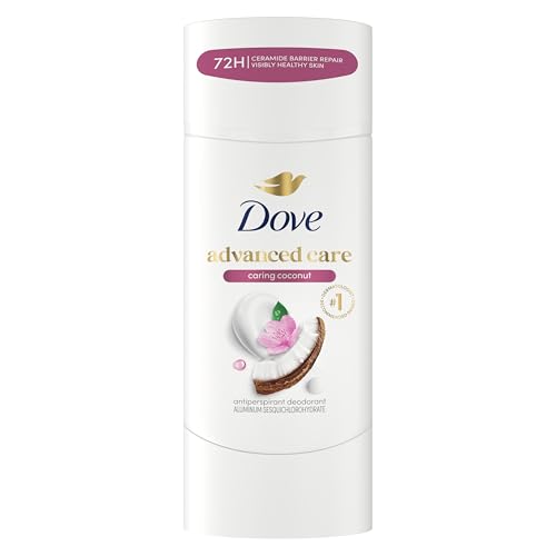 Image of Dove Advanced Care Antiperspirant Deodorant Stick Caring Coconut for Helping Repair Skin Barrier After Shaving, with 72-Hour Sweat & Odor Protection, 2.6 oz