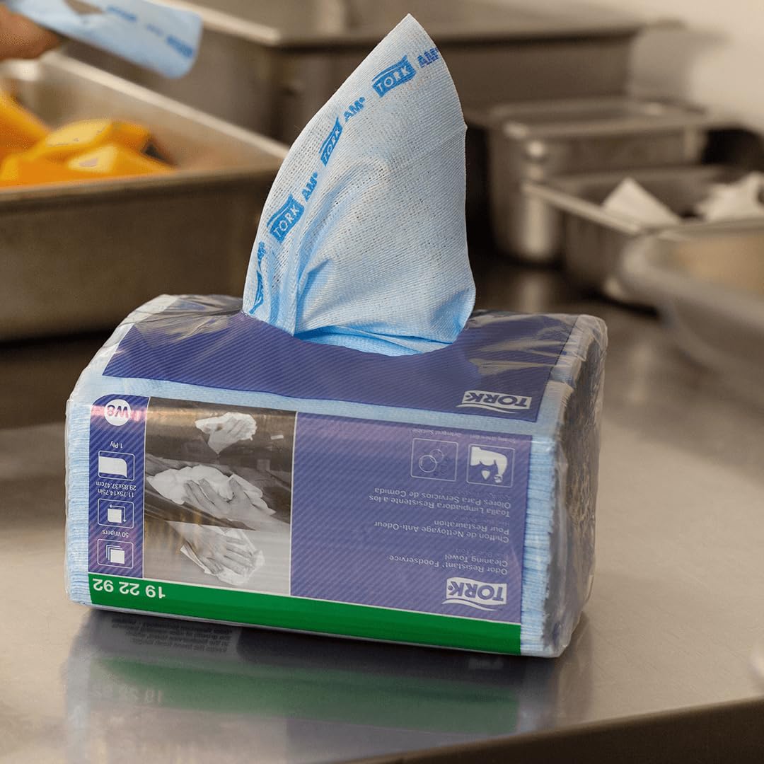 Food Service Towels Tork Odor Resistant Foodservice Cleaning Cloths - White, Self-Dispensing Box Of 150 Tork Shop Towels