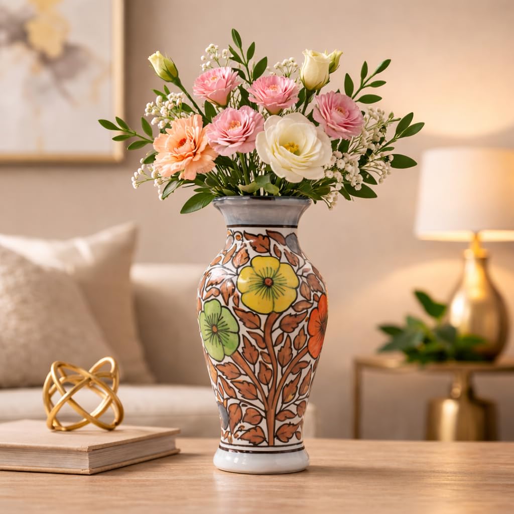 Ceramic Flower Wall Hanging - Brown -4