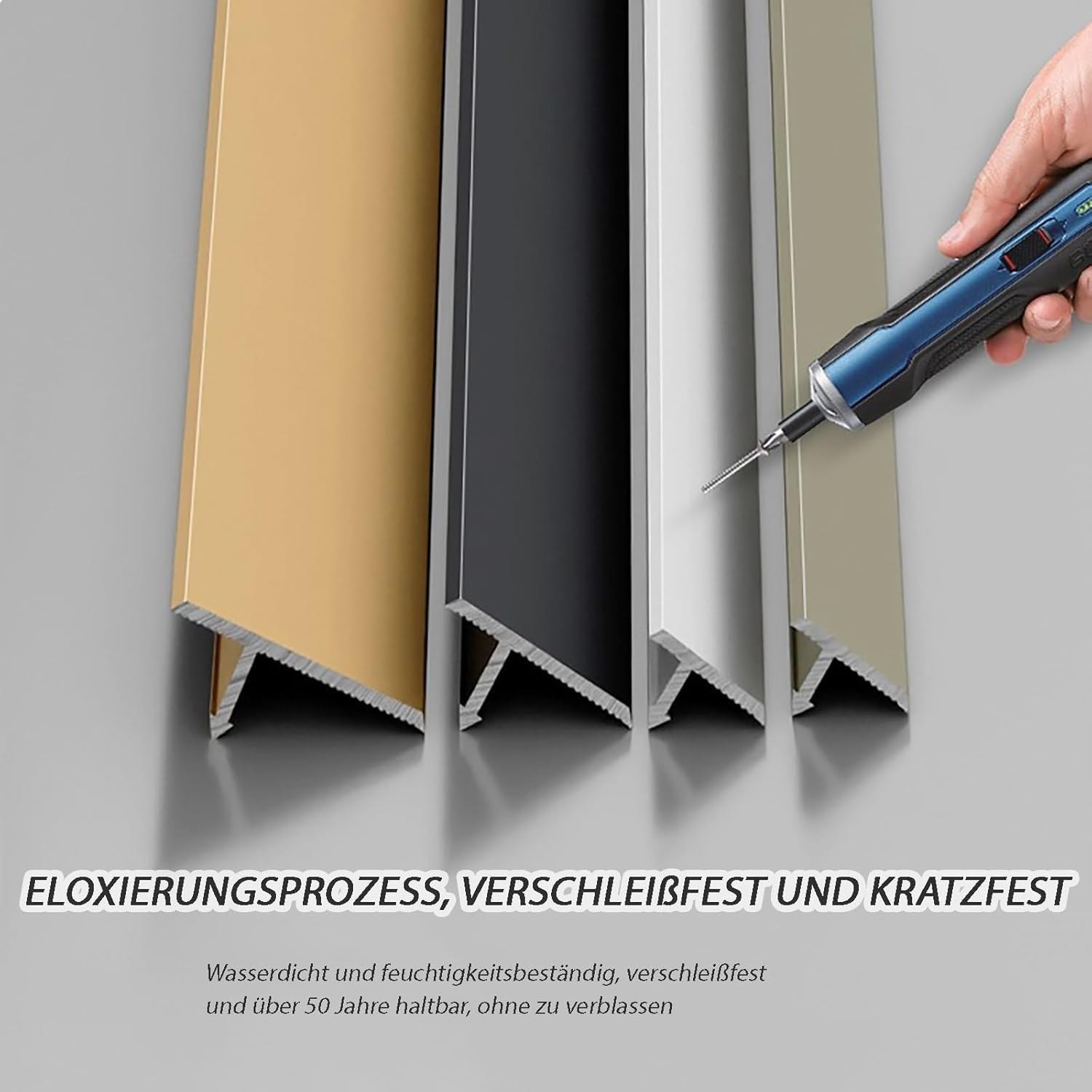 Aluminiowy zestaw profili przejściowych, wodoodporne, odporne na zarysowania, listwy wykończeniowe do laminatu, twardego drewna, progu drzwi i zaślepki, czarne, szerokość 16 mm
