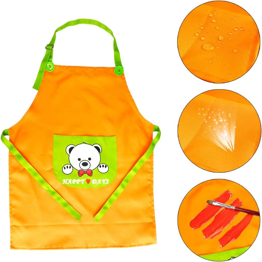 Kids Chef Set Child's Chef Hat Apron Set Adjustable Fit for Toddler Career Role Play, Kitchen,Painting,Cooking,Dress-up Baking Art Crafting,Classroom (Orange)