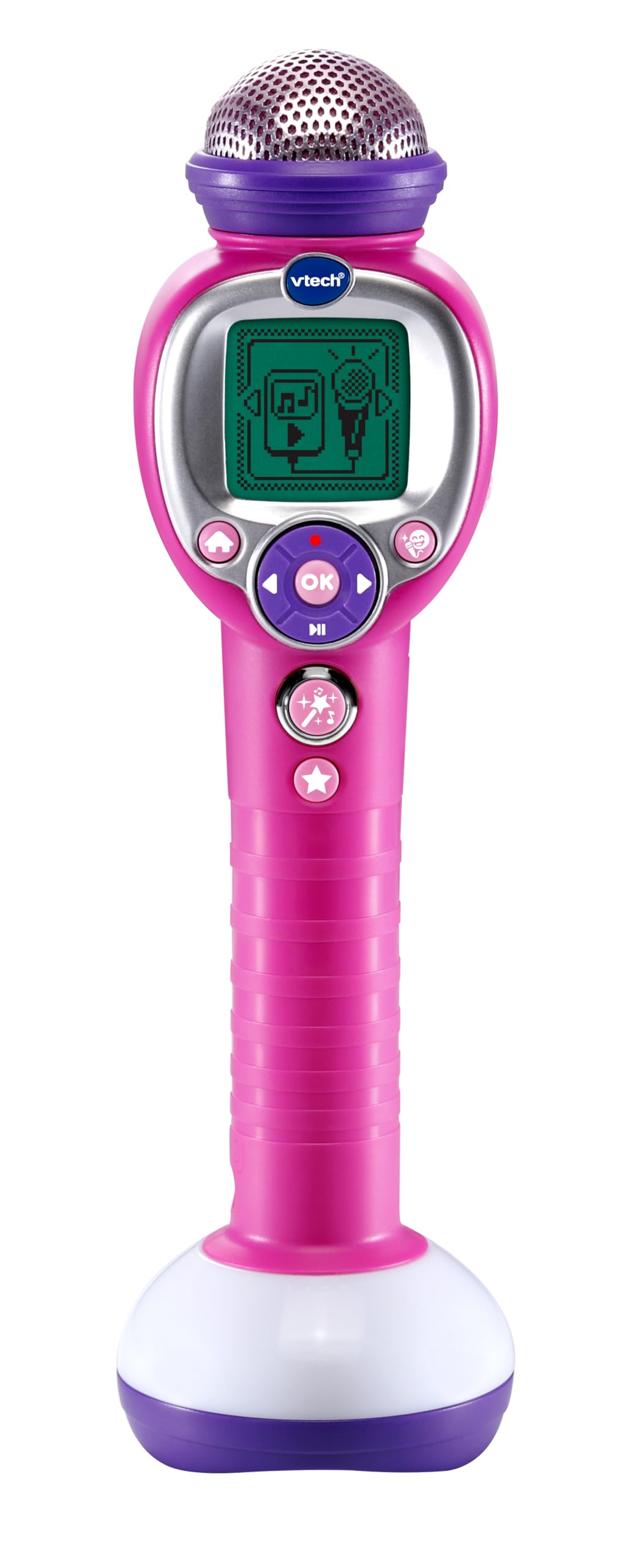 VTech Kidi SuperStar Moov, mikrofon do karaoke z technologią Magic Voice, efekty świetlne, nagrywanie głosu, gry interaktywne i animacje muzyczne, język włoski, baterie w zestawie, 6 lat