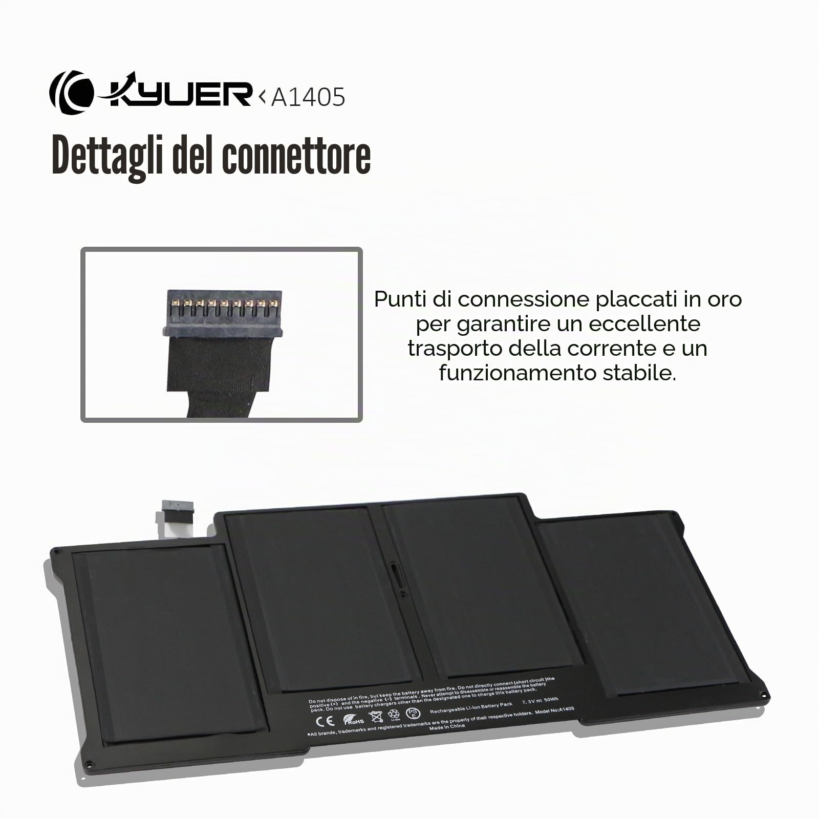 K KYUER A1496 A1405 A1377 Batteria per MacBook Air 13" A1369(Late 2010 Mid 2011) A1466(Mid 2012 2013 Early 2014 2015 2017) MC965LL/A MC966 MD231 MD760 MD761 MJVE2LL/A MJVG2LL/A EMC2559 2632 2925 2469