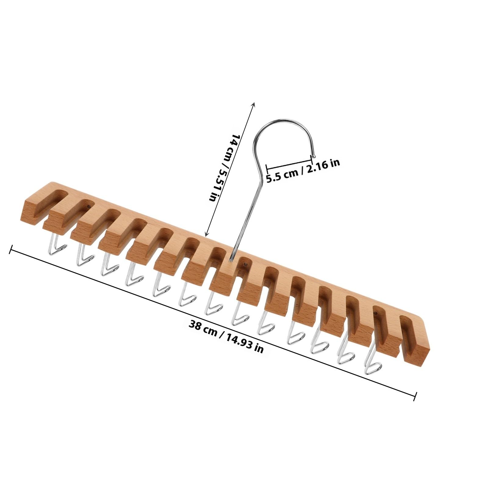 Holz Gürtelaufhänger mit 14 Schlitzen für Schrankorganisation und Balkon Tragbarer Gürtel Organizer zur Platzsparenden Aufbewahrung von Gürtel und Schal