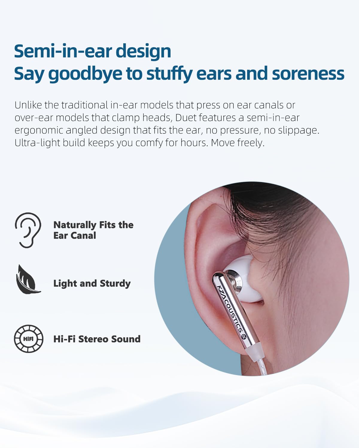KZ Duet - Auricolari in-ear cablati con doppio driver, con microfono, per PC, cellulare, Nintendo Switch, isolamento acustico, auricolari stereo HD, comodi per i viaggi (bianco, microfono)