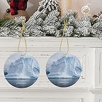 Vista 5 de Adorno de la Antártida, adorno navideño de cerámica de doble cara de 3 pulgadas, recuerdo de viaje por la ciudad, adornos colgantes redondos