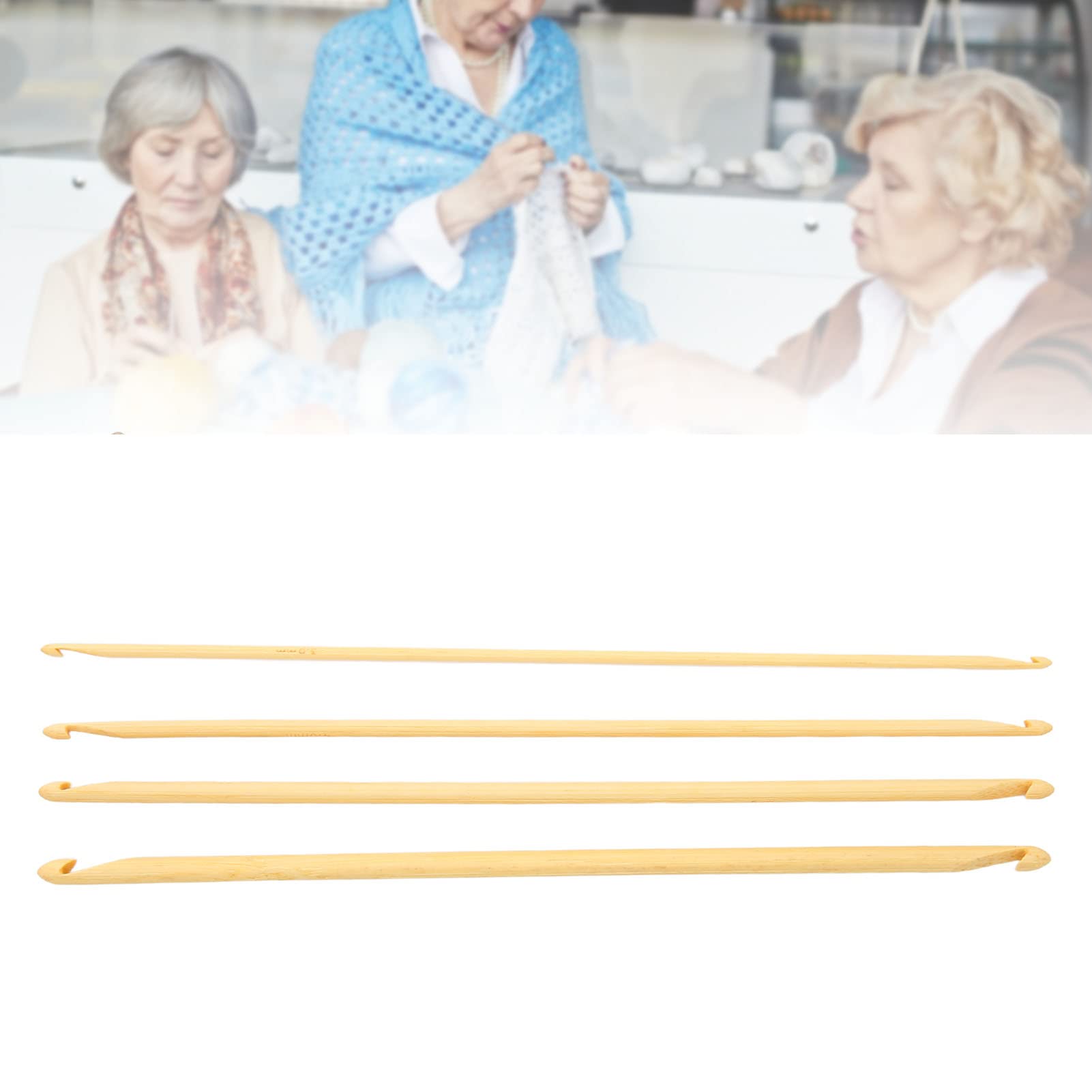 Uncinetti Tunisini A Doppia Punta In Bambù – Set 4 Pezzi (3-6 Mm) – Antiscivolo