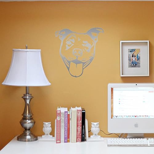 Miniatura 5 de Pitbull - 1 plantilla de cara (plata metálica) (juego de 2) calcomanías de vinilo impermeables de alta calidad para laptop, accesorio de teléfono,