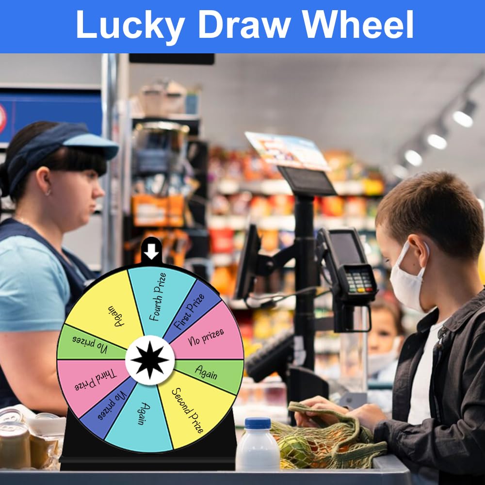 Glücksrad zum Drehen, 15 * 20cm Glücksrad Spielzeug mit Ständer und Löschbar, Glücksrad zum Selbstgestalten mit 3 Drehen, Wiederverwendbar Gluecksrad, für Gewinnen Von Fortune-Spin-Spielen