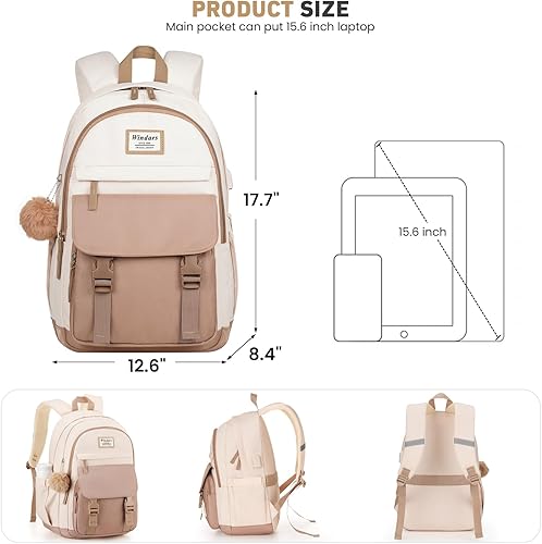 Miniatura 3 de Mochila escolar para adolescentes y niñas, lindas mochilas universitarias para mujeres, estudiantes, bolsa estética para libros grande para laptop,