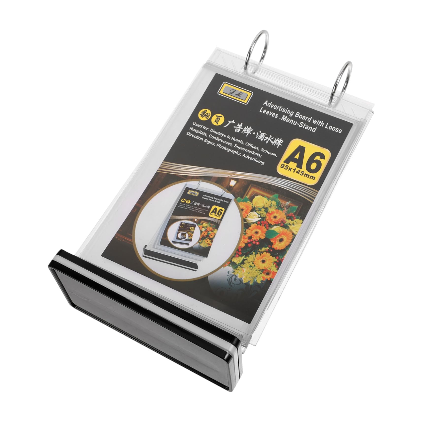 HOMSFOU 12 Piezas Soporte de Menú de Mesa Vertical con Base de PVC Exhibidor de Carteles para Restaurantes y Supermercados Soporte Estable y Transparente para Menús