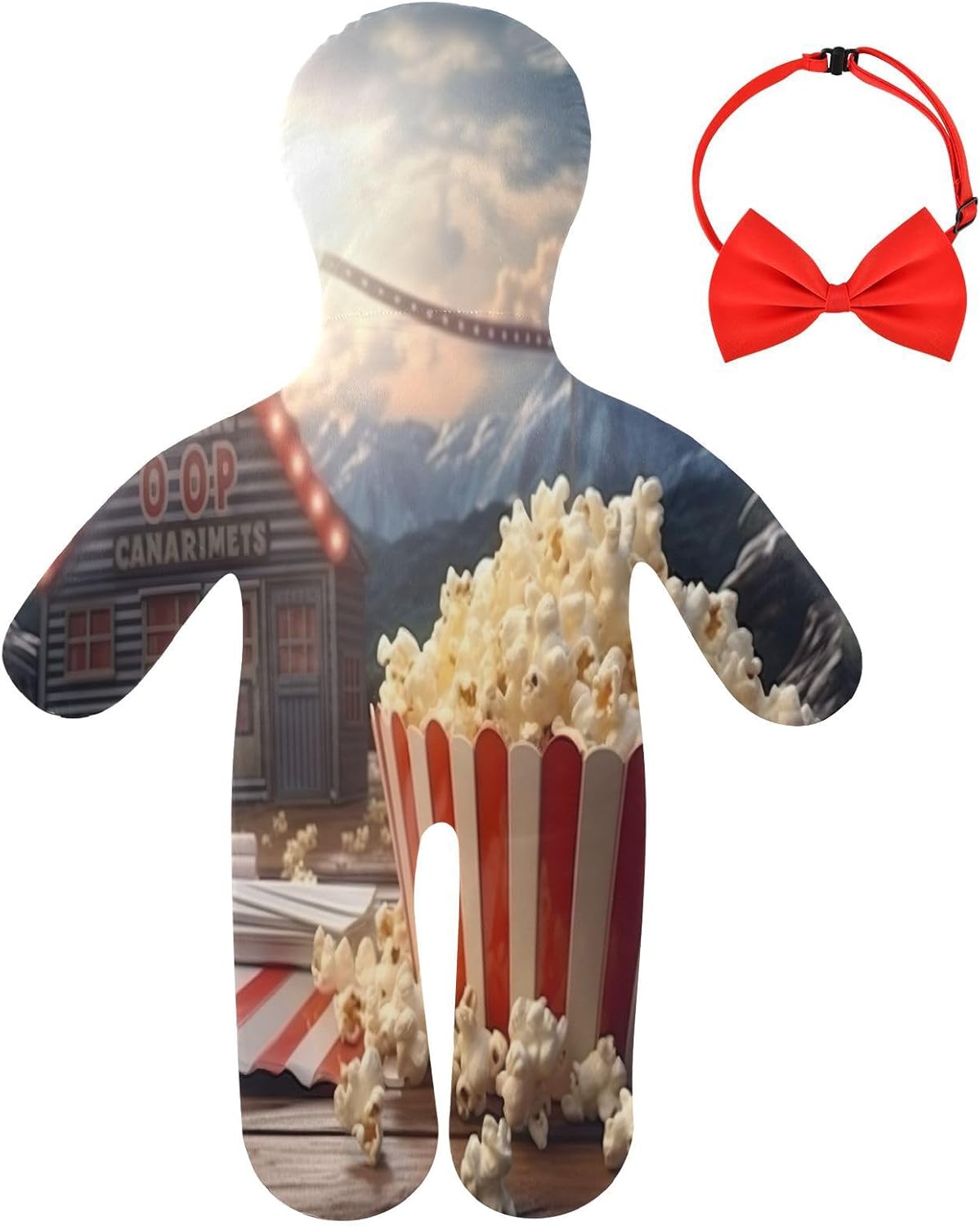 Popcorn Theater Human-Shaped Pillow Soft Body Pillows Washable Velvet Pillows for Anxiety Relief Sleeping Cuddling & Support
