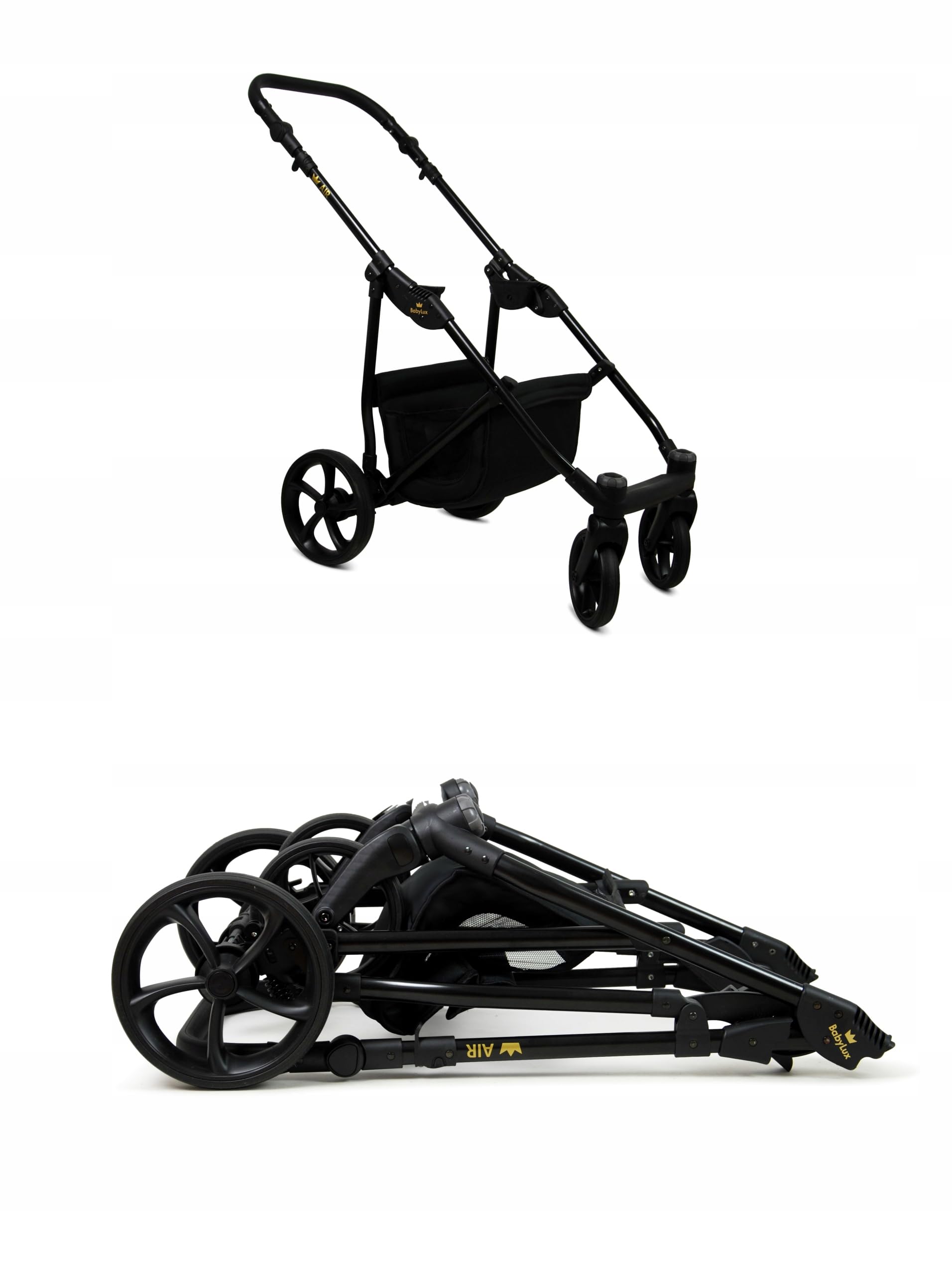BabyLux® Carrito de Bebé Sistema de Viaje Set 3 en 1 - Air - Antracyt - incl. Capazo, Silla de Paseo, Silla Coche - Cochecito - con Bolso cambiador, Cubierta para la lluvia, Mosquitera etc.