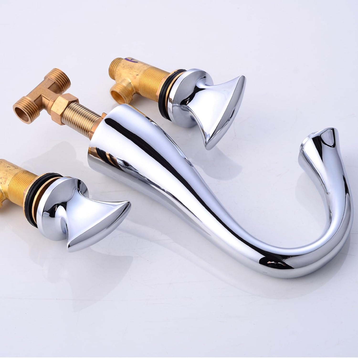 Faucet for Bathroom Sink 3 Hole,Faucet Bathroom Sink Brass,2-Handle Bathroom Sink Faucet,3 Hole Faucet for Bathroom Sink,Bathroom Sink Faucet Hot and Cold Water Mixer,Black(Chrome)