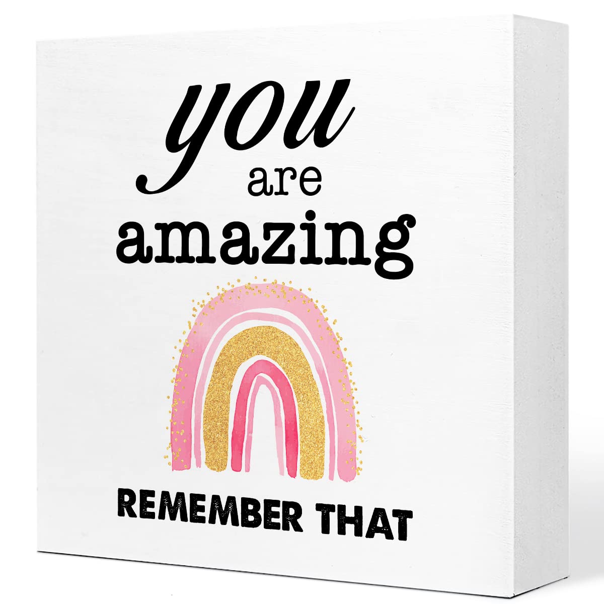 You are Amazing Remember That Rainbow Wooden Sign Desk Decor,Inspirational Positive Wood Block Sign Desk Decorations for Home Women Girl Room Office Desk Shelf Table Decor