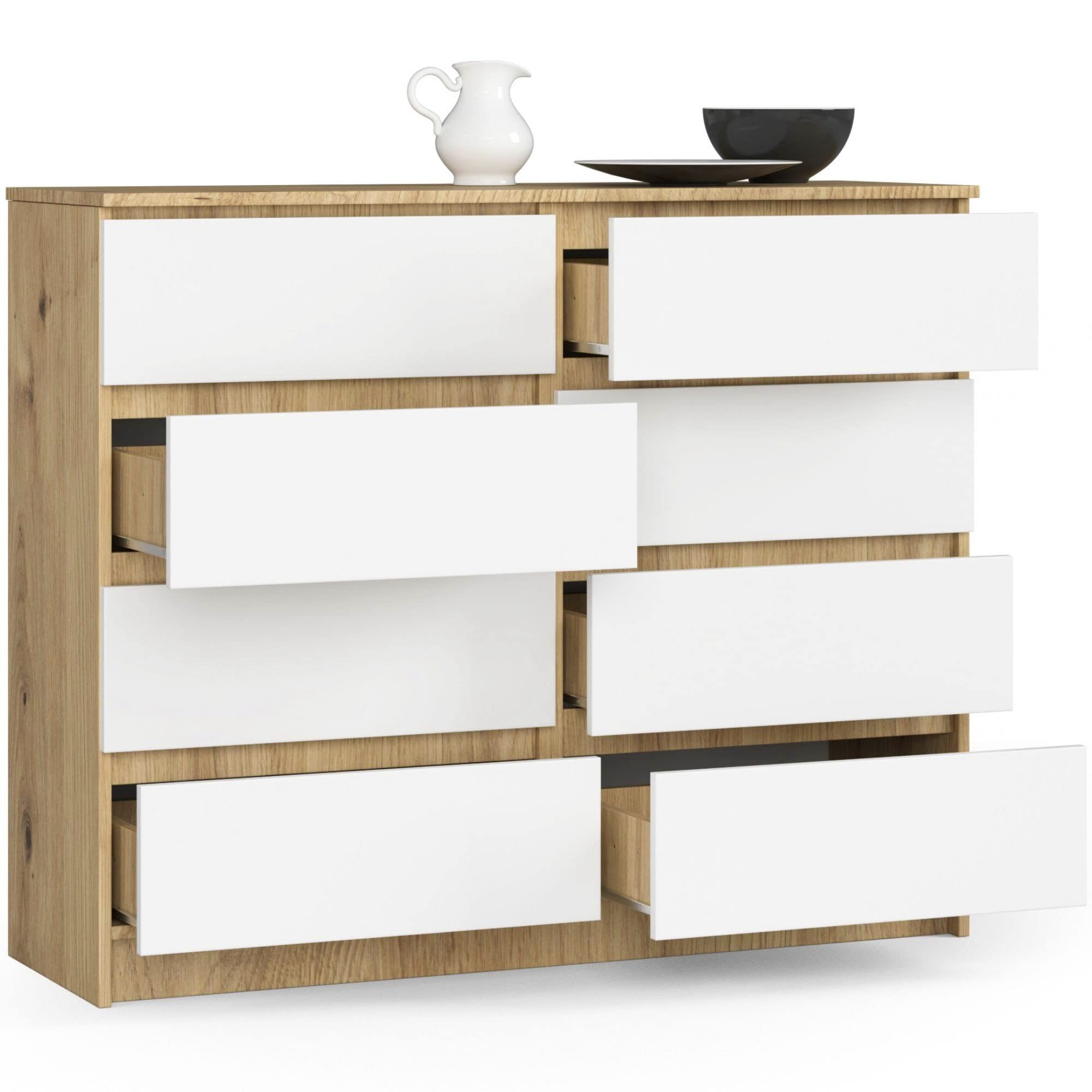 AKORD Comodetekast, ruimtebesparend, praktisch, robuust, rolgeleiding, ABS- rand, laminaatplaat, eenvoudig design