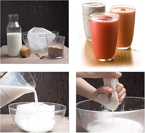 Miniatura 4 de Bolsa coladora de nailon de malla fina, bolsa de filtro de alimentos reutilizable, cepa de pulpa de té, jugo, alimentos, nueces, leche (15.7 x 15.7
