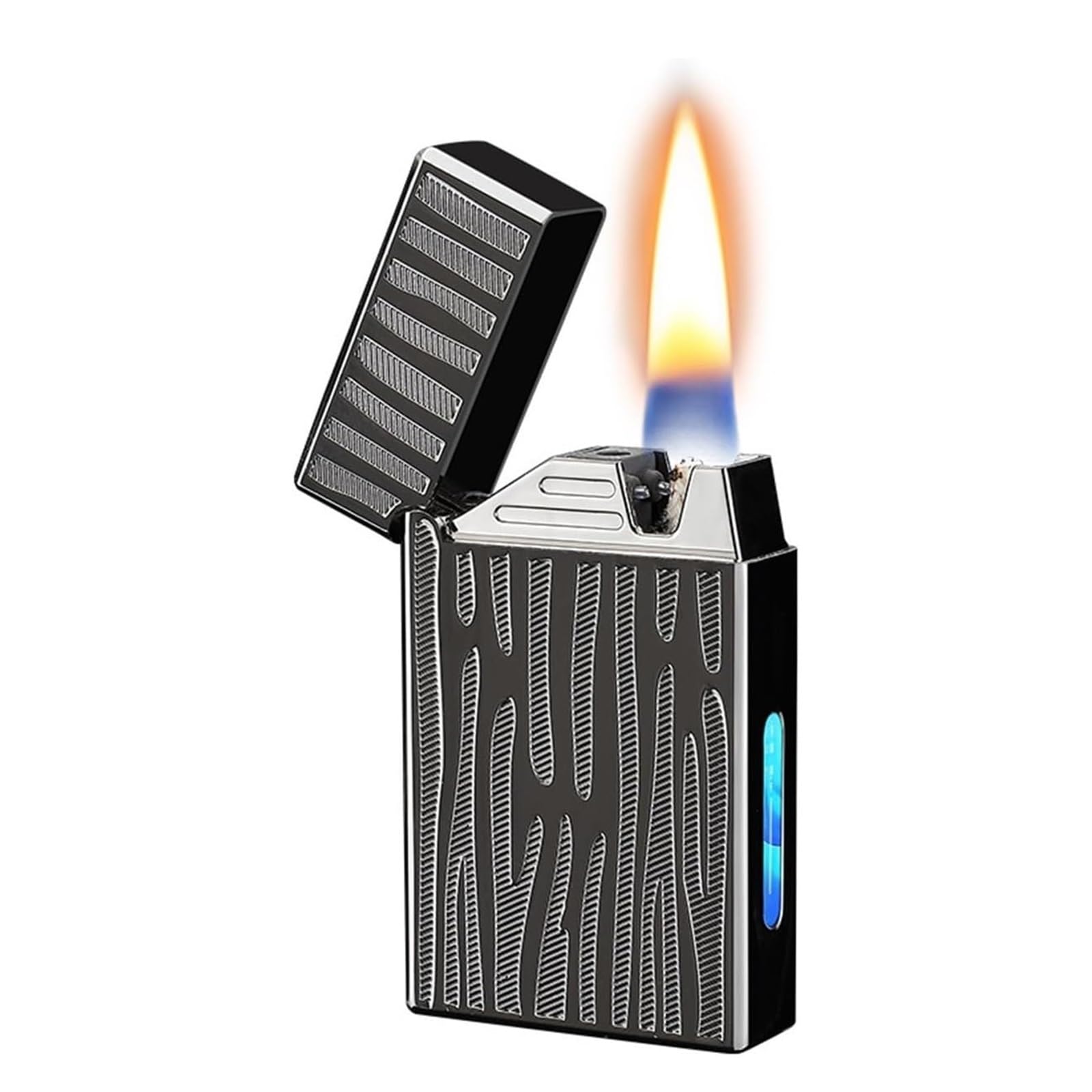 JCFHQGHR Smart metal voice-activated kerosene lighter, four ignition modes, transparent visible gas chamber, suitable for barbecue, candles, outdoor, men's gift(C)