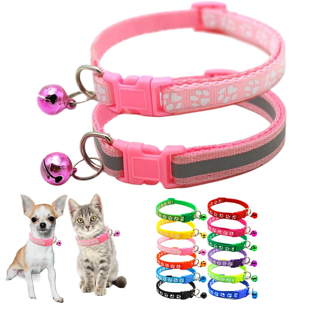 Collier rose chaton et chiot avec clochette pour gâter votre compagnon