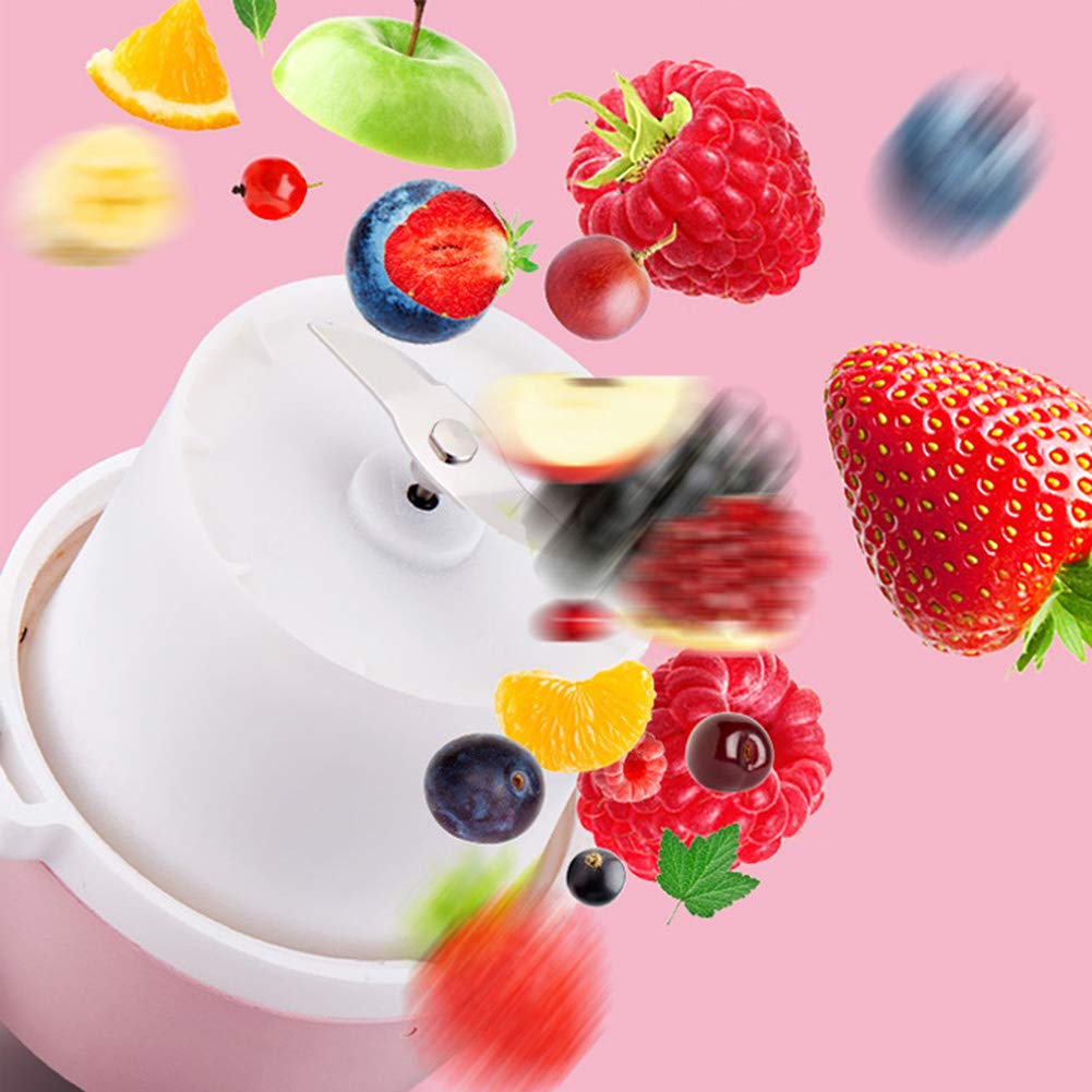 Przenośny blender, koktajle i koktajle kubek sokowirówki, do domowego biura sportu podróży na zewnątrz, ładowany przez USB, różowy