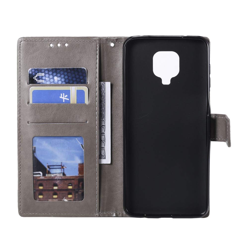 CoverKingz Cover per Motorola Moto G9 Play - Custodia a portafoglio per cellulare con slot per schede per Moto G9 Play - Cover per cellulare motivo mandala grigio