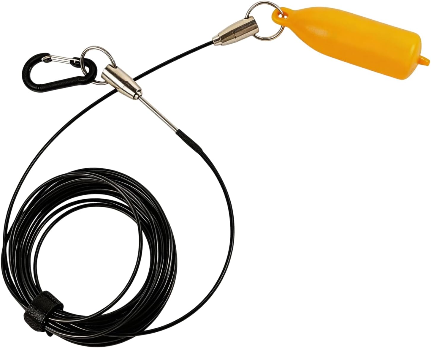 Steel Wire Fish Stringer Fish Holder with High-Visibility loat Wear Rope | with visible float & ground stake needle, coilable compact storage, for Spearfishing & Angling Ground Plug (19.7 Feet)
