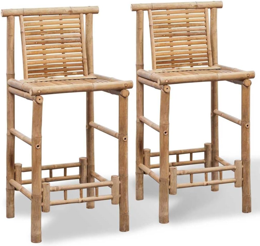 vidaXL Counter Stools Set of 2 Bamboo Standard Durable Bar Stool