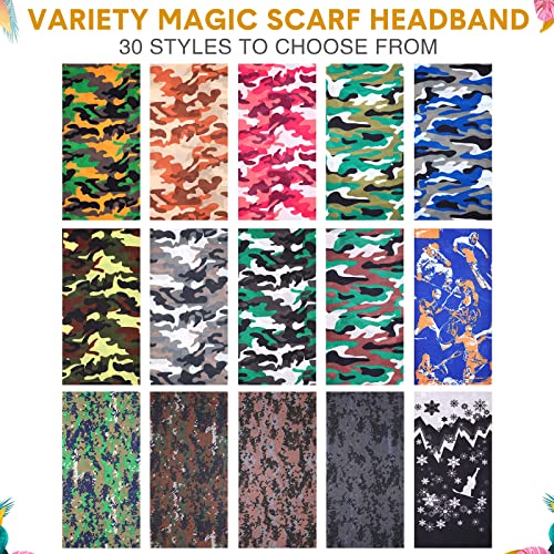 Image of Tarpop 12 /30 Pcs Neck Gaiters Scarf Elastic Wrap Headband Sweat Absorbing Bandana for Women Men Sports Yoga Running