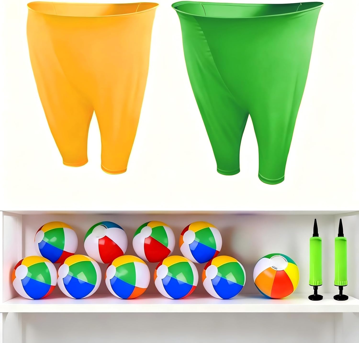 Granny Pants Yard Game Kit - 2PC Oversized Granny Catch Pants with 10 Bouncy Balls & 2 Pumps |Granny Pants Toss|A Hilarious Party Game for Yard, Field Day & Family Gatherings