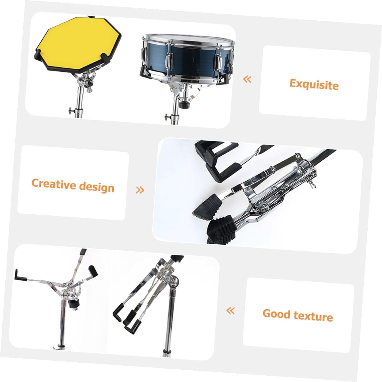 Snare Drum Stand Portable Tripod Rack Alloy Drum Shelf for Practice Pad Lightweight Double-braced Hardware