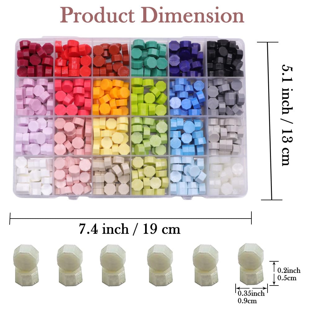 Ioggtser 24 Color Wax Seal Beads Kit with 600PCS Beads for Letter Sealing, multicoloured - Image 2