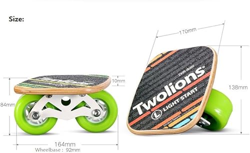 Miniatura 3 de TwoLions -Grom Drift Skate Pro, pedal de arce deportivo Freeline con ruedas de poliuretano de 2.835in x 1.732in con 608 rodamientos de gama alta