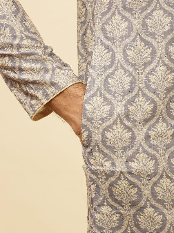 Manyavar Men Blended Cotton Printed Kurta Pyjama Set4