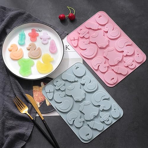Miniatura 6 de 2 moldes de silicona para fiesta de baby shower, overol de pato para bebé, chupete, biberón de alimentación, molde de silicona para fondant para