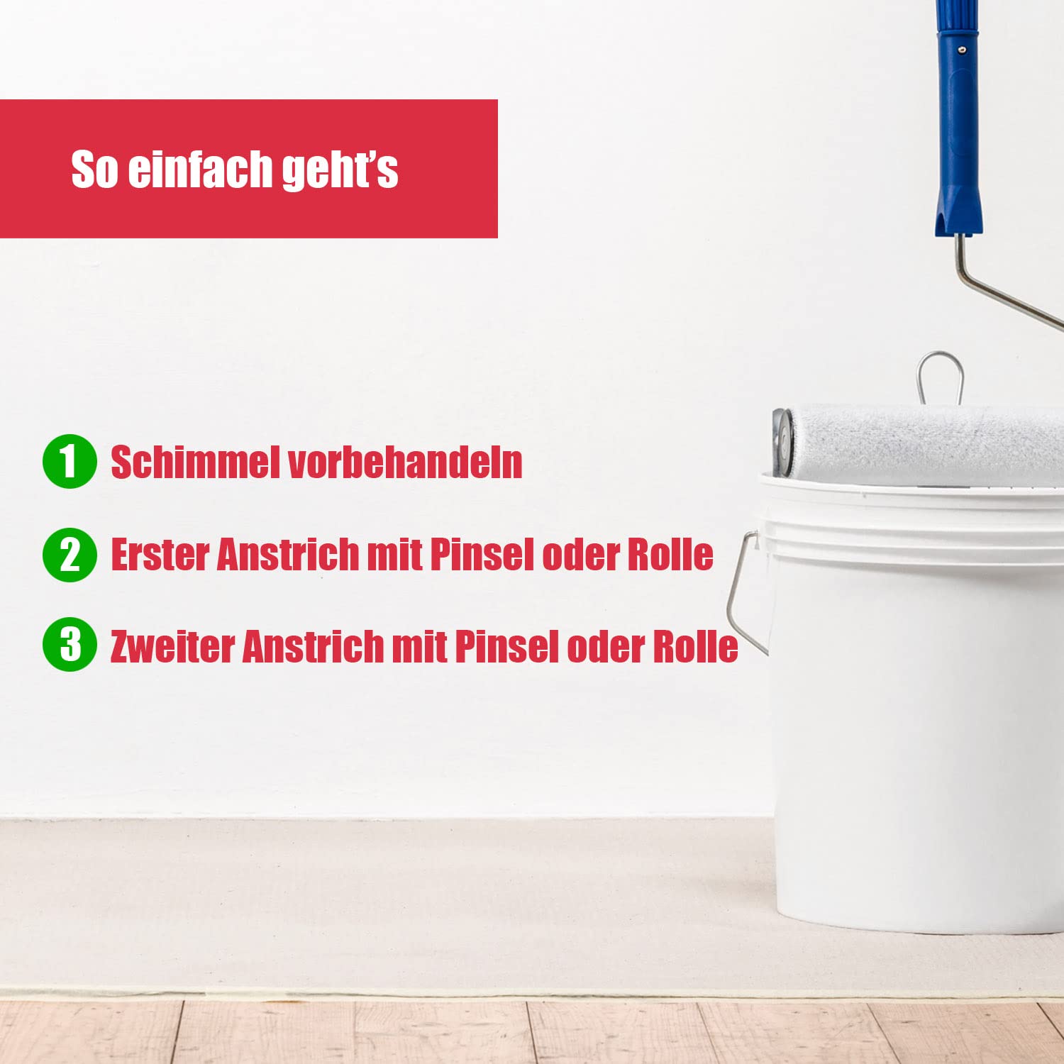 DICHTON Anti Schimmel Farbe 5l weiß matt - Feuchtraumfarbe, Antischimmelfarbe, Wandfarbe mit hoher Deckkraft und Reichweite, lösemittel- und weichmacherfrei, atmungsaktiv D.49W