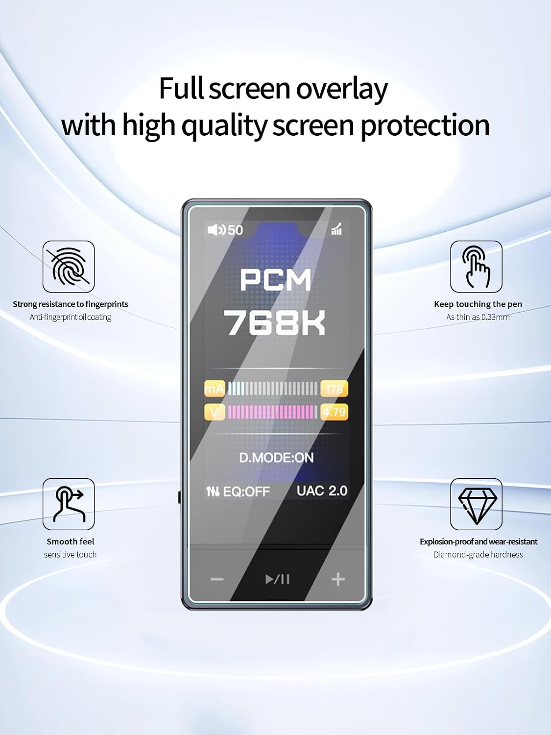 Screen Protector for FiiO QX13 Portable DAC Amp, High-definition Scratch Resistant Nanofilm Film,HD Clear,Bubble Free with Easy Installation Kit, 3 Pack
