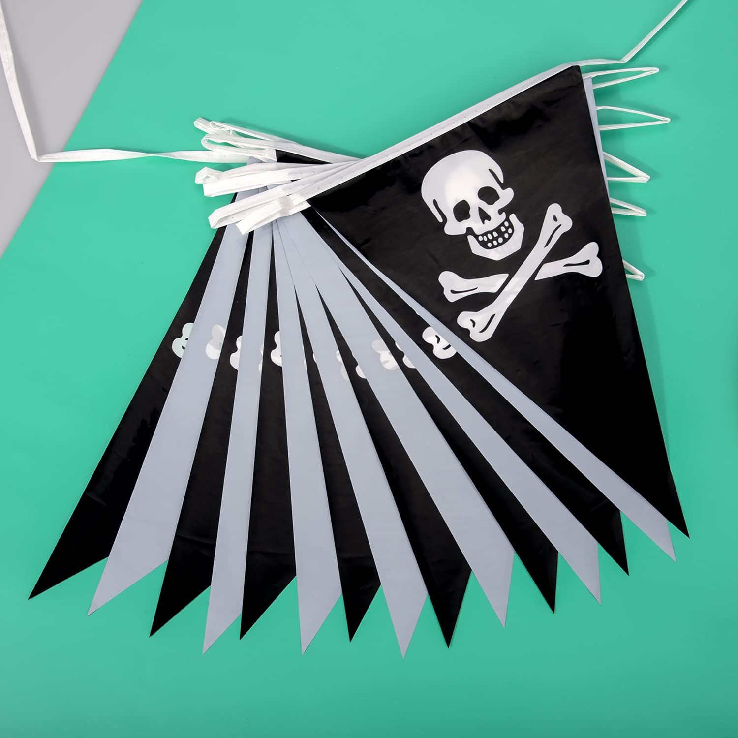 Ghirlanda Di Bandierine Triangolari Per Halloween Con Teschi, 9,6 Metri, Decorazioni Da Esterno Resistenti Ai Raggi UV