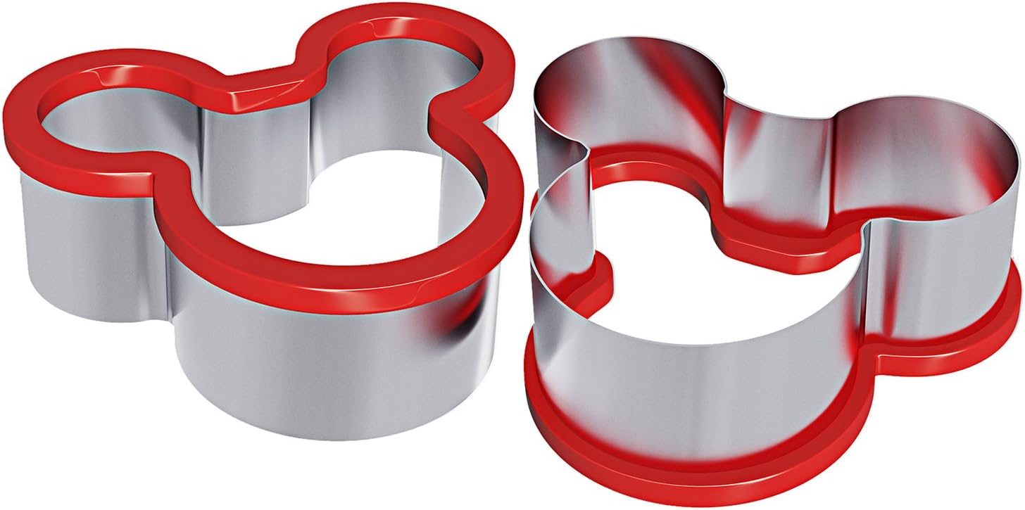Hibery 2 Pack Mickey Mouse Cookie Cutter, Stainless Steel Sandwich Cutter, Food Grade Mickey Cookie Cutters, Sandwich Cutters for Kids Suitable for Cakes and Cookie