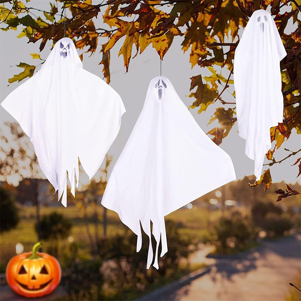 Decorazioni di Halloween, 8 fantasmi illuminati da appendere con 56 luci LED, funzionamento a batteria, luci per Halloween con 8 modalità per esterni, interni, cortile, albero, giardino, decorazione