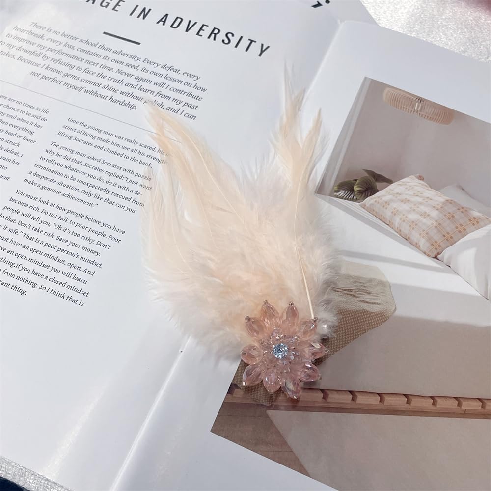 Feather Rhinestones Flower Large Brooch Lapel Pins for Women Wedding Party Dance Banquet Elegant Pins for Floral Dress Suit Clothes Accessories Corsage Brooches Fashion Jewelry 150mm - Image 3