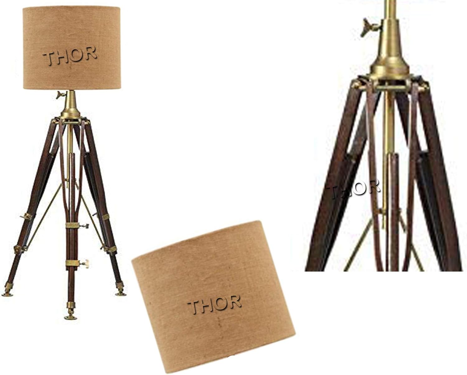 Antique Nautical Vintage Wooden Tripod Floor Lamp Without Shade Home Decor Rustic Vintage Home Decor Gifts