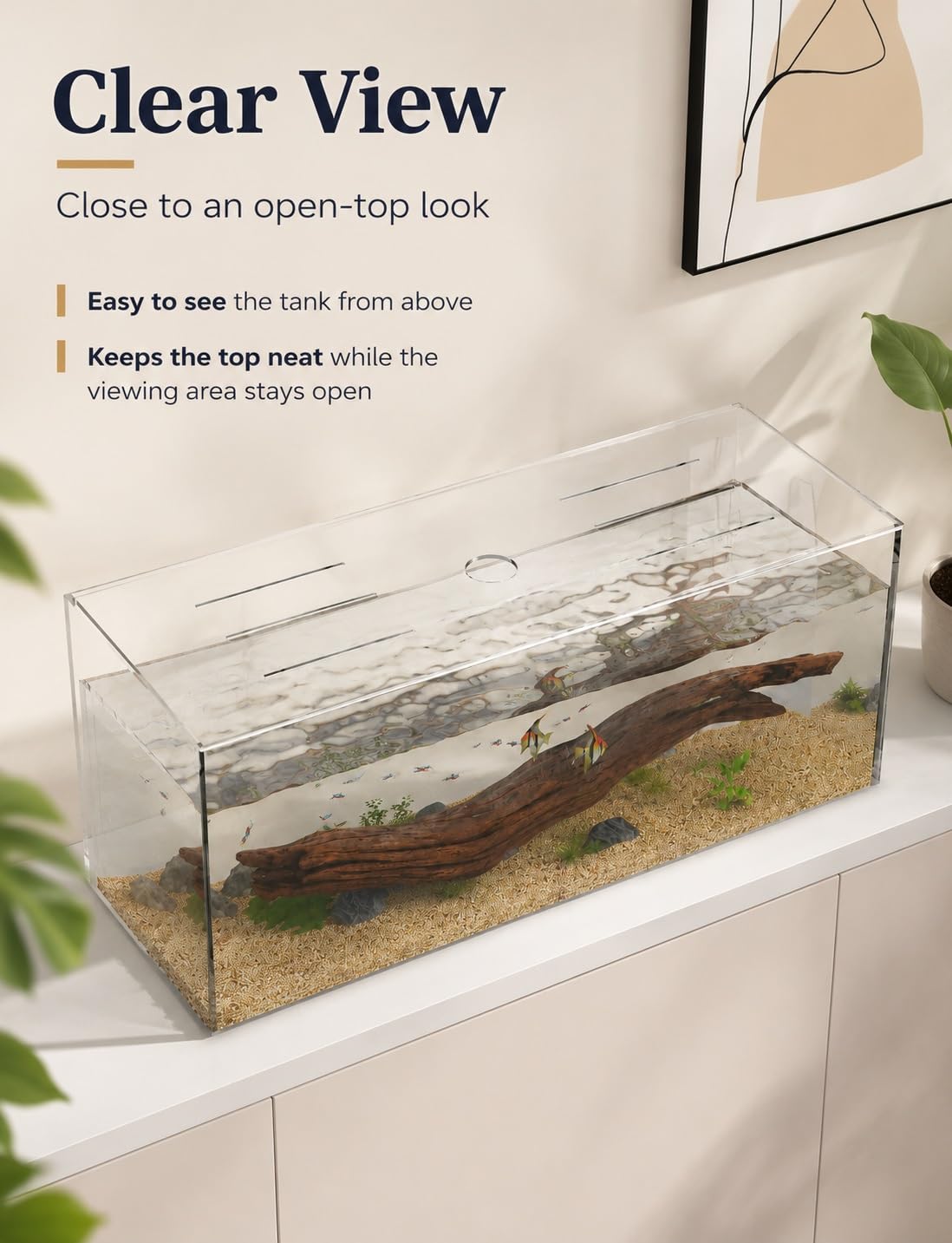 Genérico Tapa de Acuario Policarbonato 3 mm con Orificio Alimentación, Tortuguera(91x20 cm)