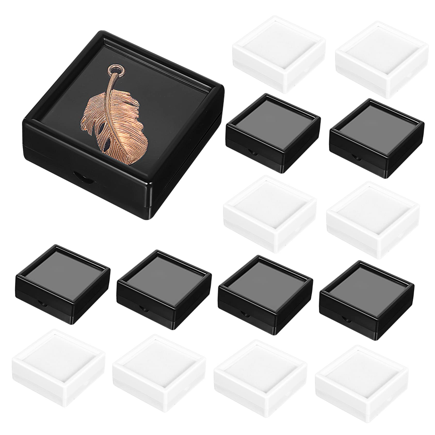 Boîtes bijoux carrées en plastique transparent avec mousse amovible x20